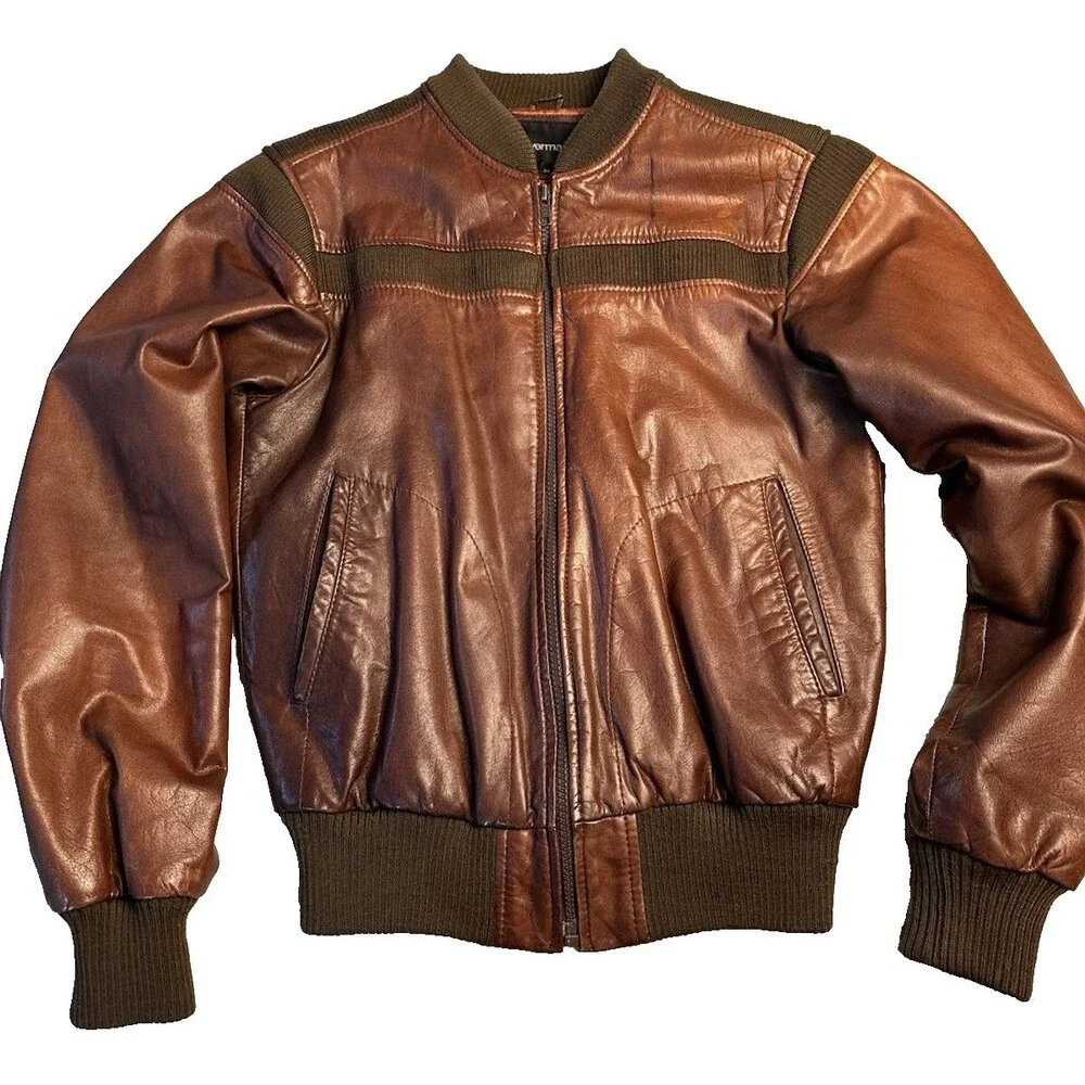 Silverman’s Vintage Drum Dyed Leather Bomber Jacket Size 36